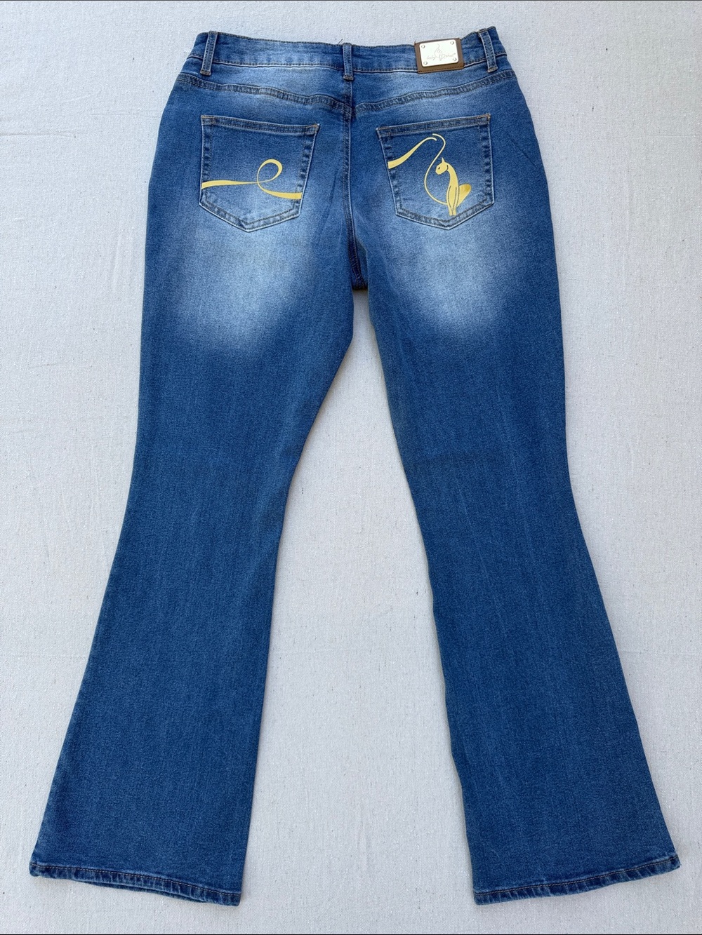 Vintage Y2K Baby Phat Blue Flare Jeans with Gold Script